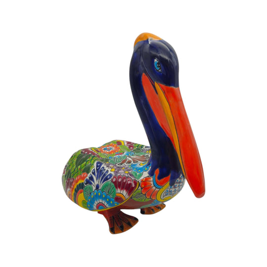 Talavera Pelican Statue - white background product view 6