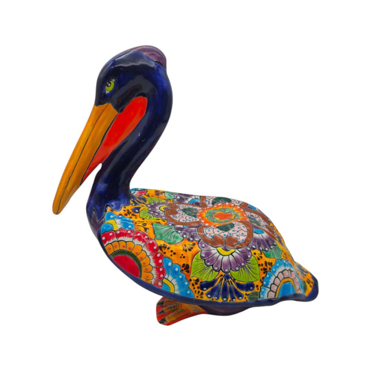 Talavera Pelican Statue - white background product view 7
