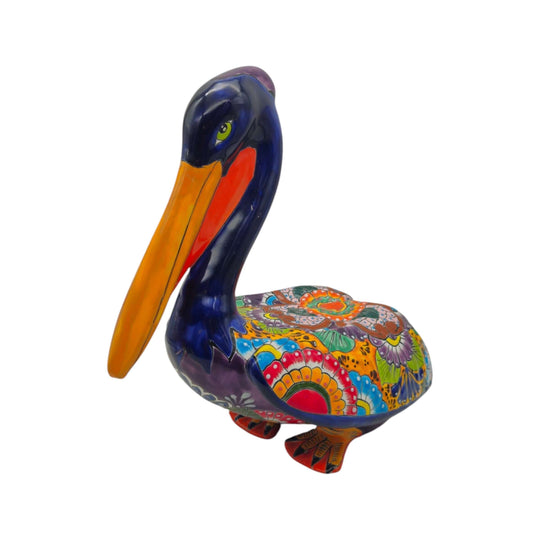 Talavera Pelican Statue - white background product view 8