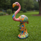 Talavera Pink Flamingo Sculpture | Vibrant Garden Art on grass