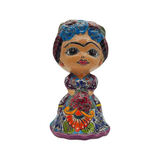 Talavera Frida Statue/ Planter - white background product view 6