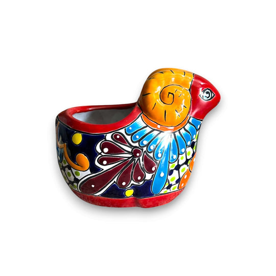 Talavera Ram Planter | Colorful Mexican Sheep Ceramic Pot hand-painted floral ram-shaped planter from Guanajuato, vibrant reds blues oranges