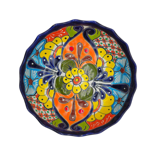 Talavera Scalloped Bowl - white background product view 4