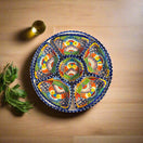 Talavera Sectional Appetizer Tray | Mexican Hand-Painted Pottery - hand-painted colorful 5-section Talavera platter from Guanajuato, ideal for dips and snacks