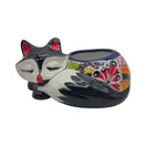 Talavera Sleeping Fox Planter | Hand-Painted Mexican Pottery, serene fox shape with vibrant colors, perfect for home decor.