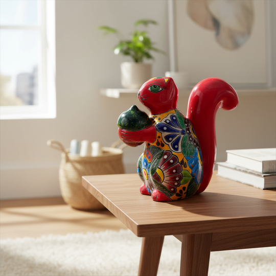Talavera Squirrel Statue - lifestyle product view 2