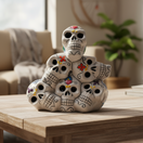 Talavera Stacked Skulls Statue - lifestyle product view 1