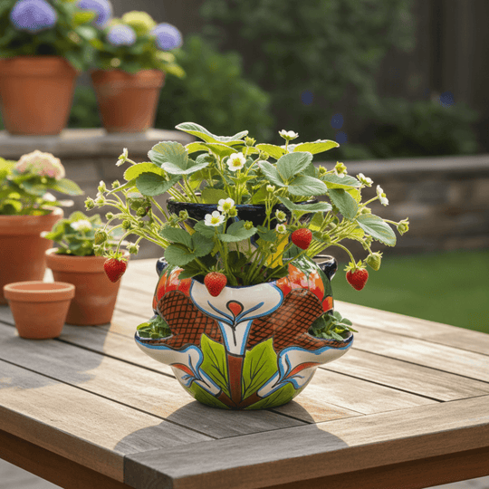 Talavera Strawberry Planter - lifestyle product view 2