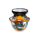 Talavera Strawberry Planter | Sunflower Lily Design hand-painted Talavera ceramic strawberry planter with orange sunflower an