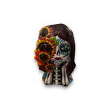 Talavera Sunflower Skull Planter | Handcrafted Day of the Dead Pot - hand-painted sunflower skull planter from Guanajuato, Mexico