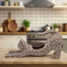 Talavera Terracotta Cat Planter | Stretching Design hand-painted terracotta cat planter with floral relief, white and terracotta finish