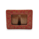 Talavera Terracotta Photo Frame | Pink Floral Accent hand-painted terracotta frame with pink floral motifs, kiln-fired, handcrafted from Guanajuato, Mexico