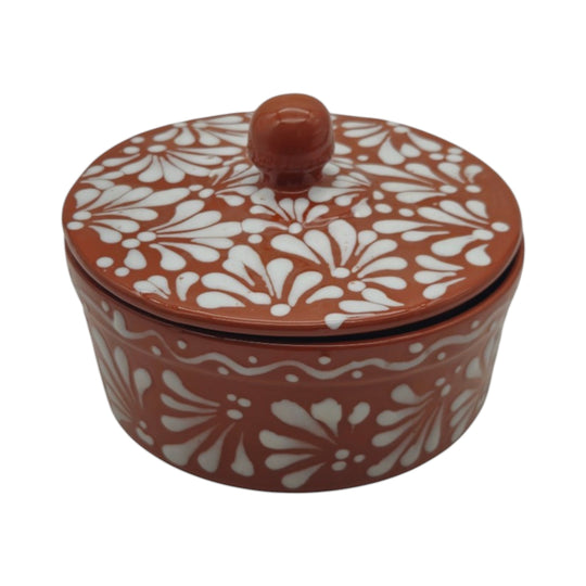 Talavera Tortilla Warmer | Glazed Terracotta Kitchenware in hand-painted floral design.