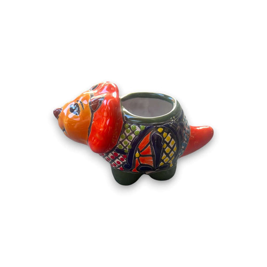 Talavera Triceratops Planter | Colorful Mexican Succulent Pot - hand-painted Talavera dinosaur ceramic planter, kiln-fired lead-free glaze