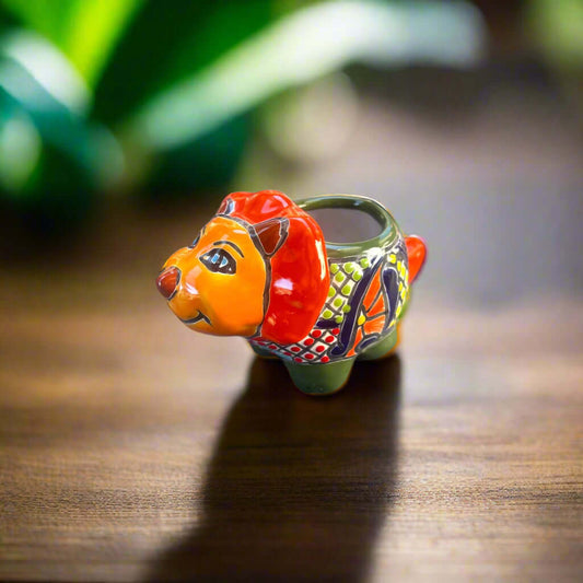 Talavera Triceratops Planter | Colorful Mexican Succulent Pot hand-painted Talavera dinosaur planter, kiln-fired lead-free glaze, Guanajuato craftsmanship