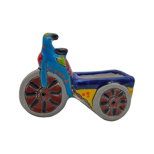 Talavera Tricycle Planter - white background product view 4