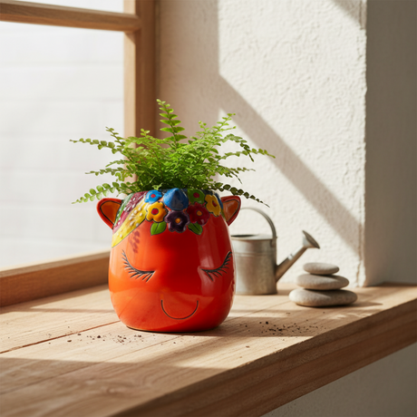 Talavera Unicorn Head Planter - lifestyle product view 1