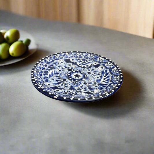 6" Talavera Blue & White Plate | Mexican Style