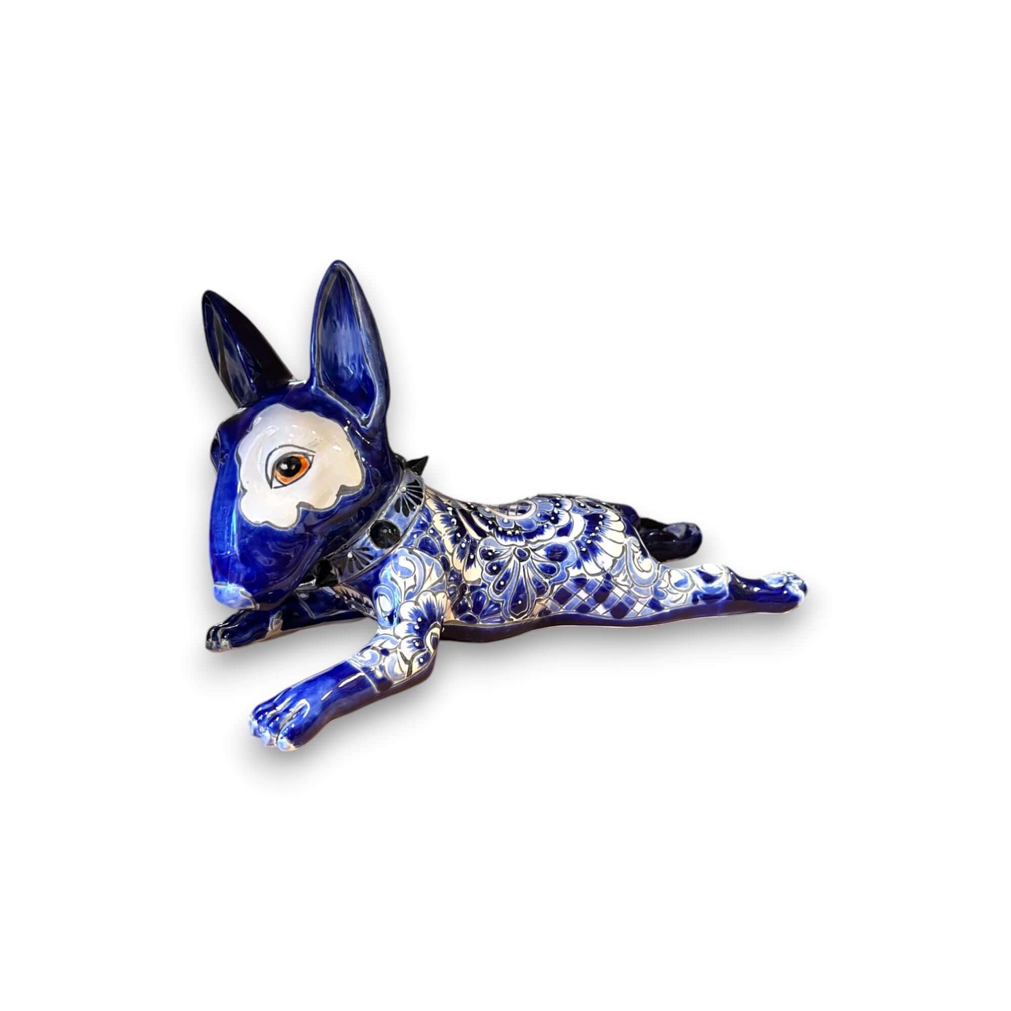 Colorful Talavera Bull Terrier Statue - Handcrafted