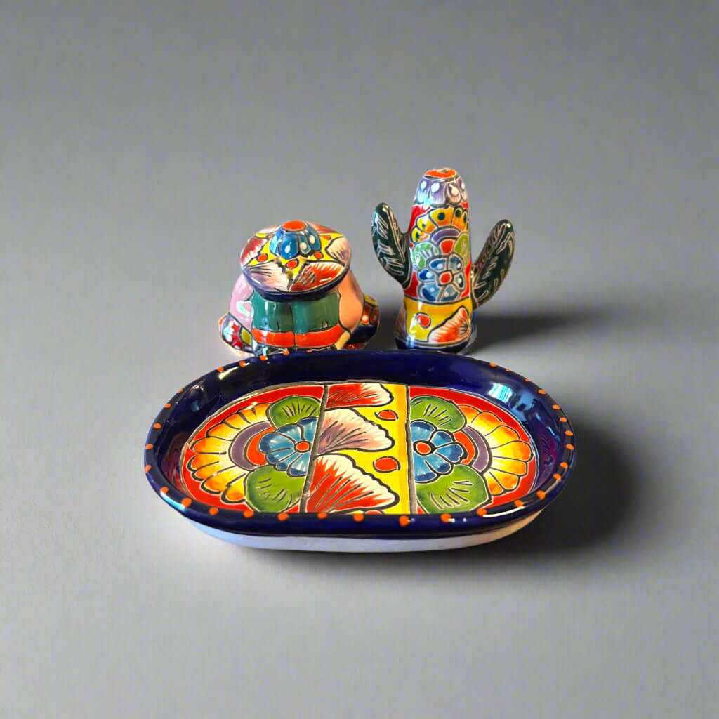 Talavera Salt & Pepper Shakers | Cactus & Panchito