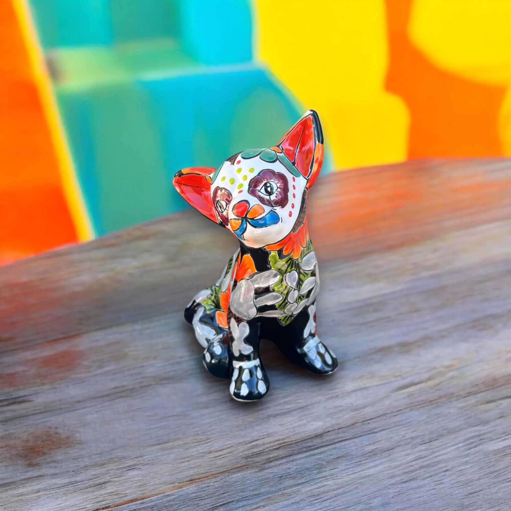 Talavera Chihuahua Statue - Mexican Pottery Decor