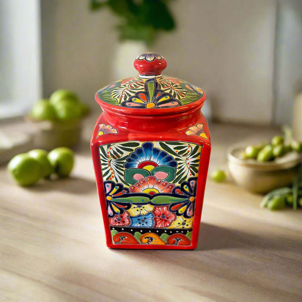 Talavera Red Canister Set | Mexican Ceramic Jars
