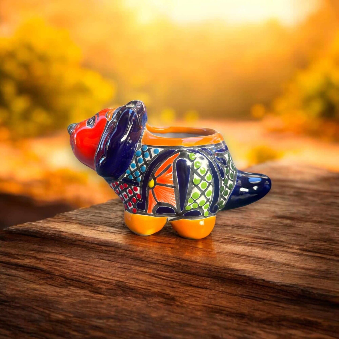 Talavera Triceratops Planter | Mexican Succulent Pot