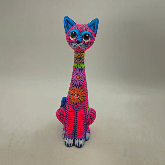 Tall Alebrije Cat Statue — TGH-7434; actual product against its original background.