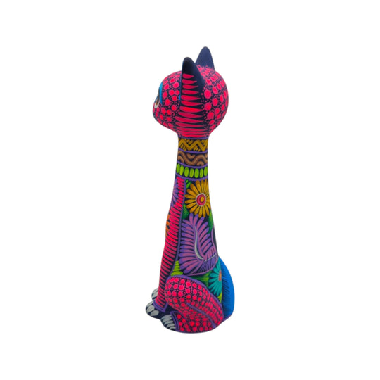 Tall Alebrije Cat Statue - white background product view 5