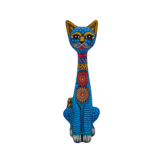 Tall Alebrije Cat Statue - white background product view 7