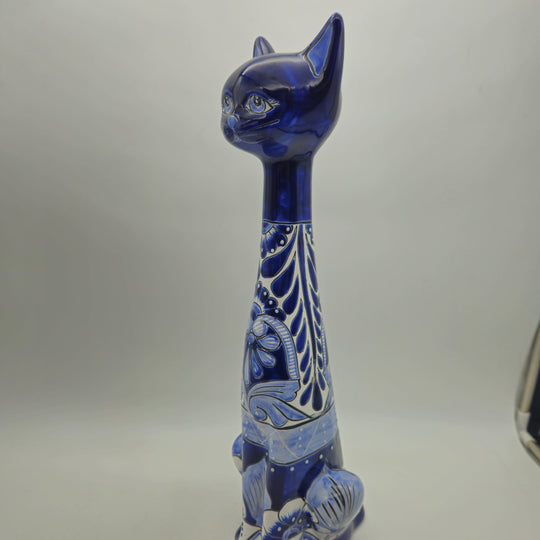 Tall Talavera Cat Statue — TGH-5940; actual product against its original background.