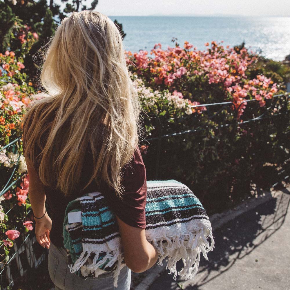 Sea Green Mexican Falsa Yoga Blanket