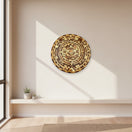 The Talavera Hub handcrafted Mexican Aztec Warrior Calendar, made from 11 types of wood, intricate circular design.