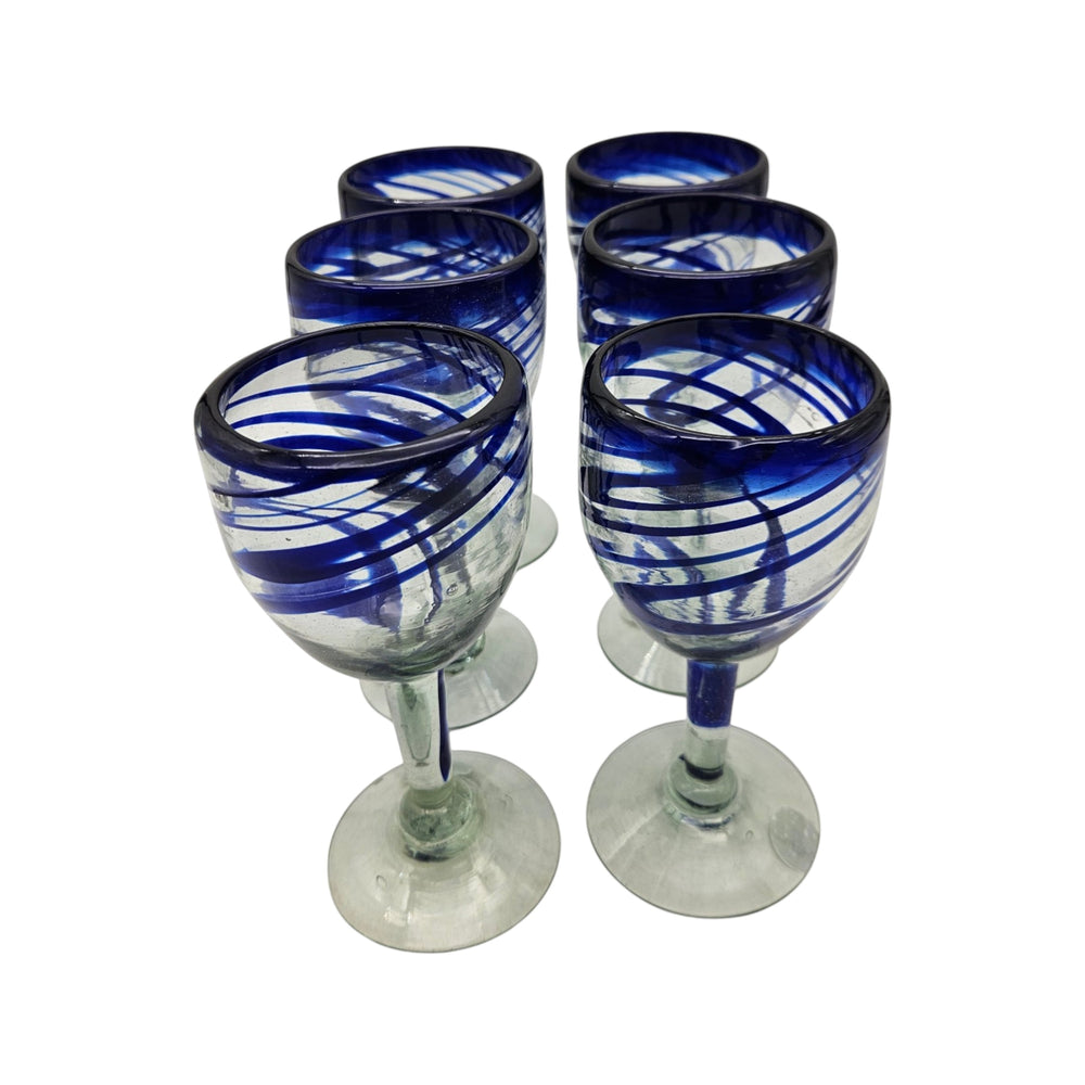 Hand-Blown Cobalt Blue Mexican Wine Glass