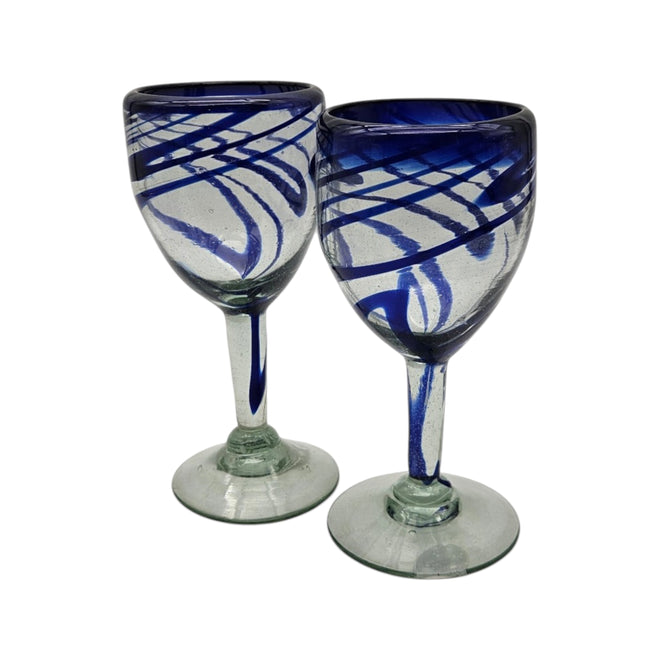 Hand-Blown Cobalt Blue Mexican Wine Glass