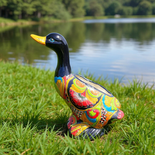 duck planter pot Talavera Duck Planter Colorful Hand-Painted Ceramic