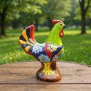 The Talavera Hub handcrafted Talavera rooster statue, hand-painted with vibrant colors and intricate folk art patterns. Ceramic.