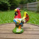 The Talavera Hub colorful handcrafted Talavera rooster statue, hand-painted ceramic with floral designs and a lead-free glaze.