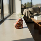 The Talavera Hub brown and white ceramic heart vase with butterfly design, 4.5" tall.
