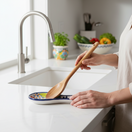 The Talavera Hub colorful ceramic spoon rest with floral Talavera design. Hand-painted, lead-free glaze.