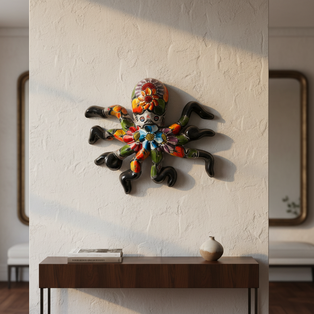 Hand Painted Talavera Octopus Wall Art | Large Ceramic