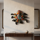 The Talavera Hub large handmade octopus wall art, hand-painted with vibrant floral Talavera designs in red, orange, blue, and purple.