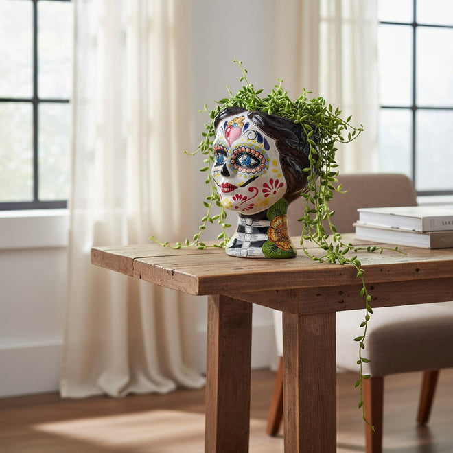 day of the dead succulent planter Talavera Day Of The Dead Skull Planter