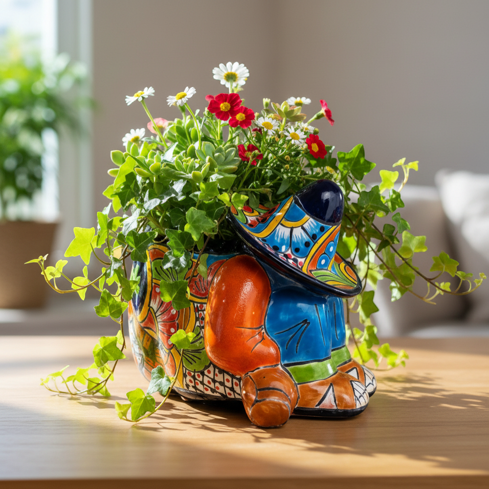 イタリア製　手描きの鉢カバー（SELECTED by NBC） Talavera Panchito Planter Colorful Handcrafted Pottery