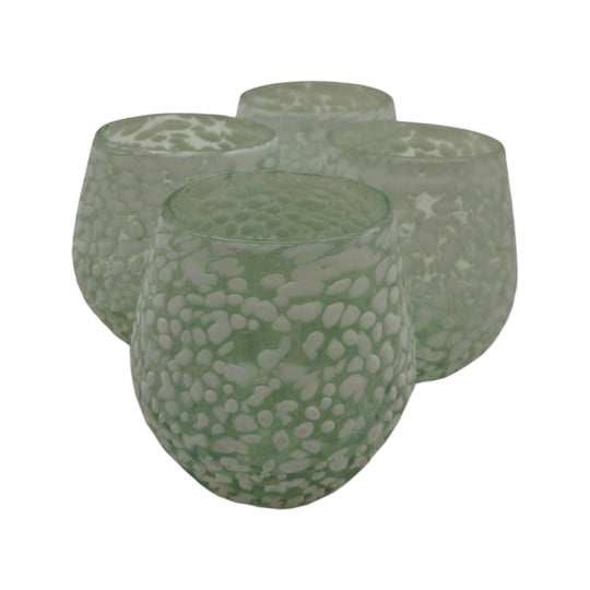 The Talavera Hub white pebbled wine glass, hand-blown from lead-free glass with a frosted texture. Set of 4.