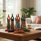 The Talavera Hub large ceramic frog statue in yoga pose, hand-painted with vibrant floral Talavera patterns.