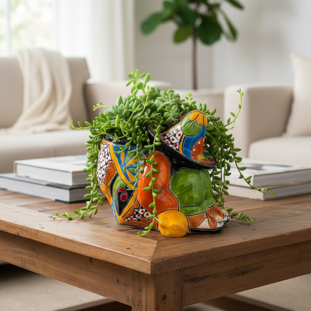 イタリア製　手描きの鉢カバー（SELECTED by NBC） Talavera Panchito Planter Colorful Handcrafted Pottery