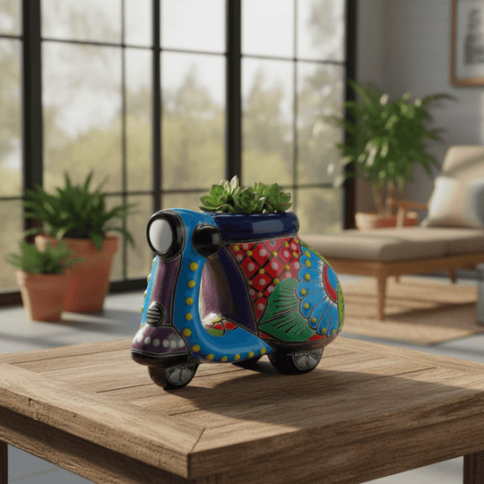 Tiny Talavera Scooter Planter - lifestyle product view 2