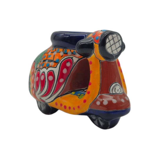 Tiny Talavera Scooter Planter - white background product view 6