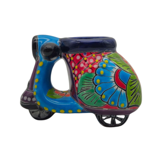 Tiny Talavera Scooter Planter - white background product view 7